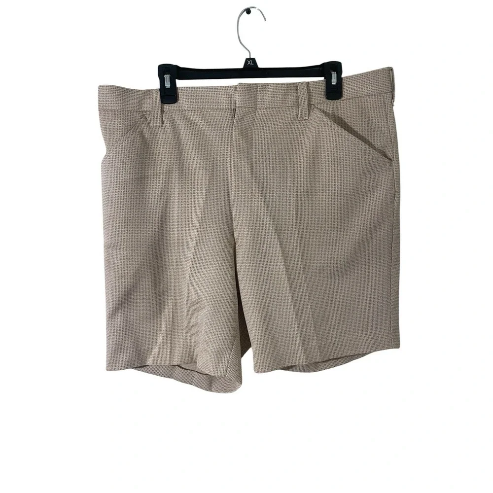 VTG 70s Kmart Fashion Award Polyester Shorts Tan Textured Double Knit 40 Grandpa